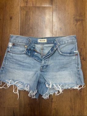 Madewell Light Wash Distressed Denim Cutoff Shorts